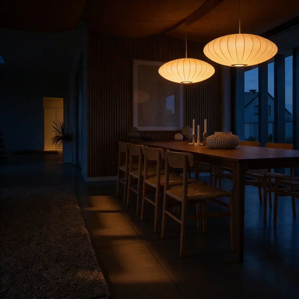Silk Pendant Ceiling Light With Minimalist Shade For Warm Diffused Indoor Ambience