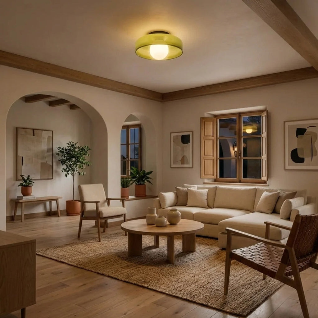 Bauhaus Glass Wall And Ceiling Light For Soft Ambient Illumination And Dual Mounting