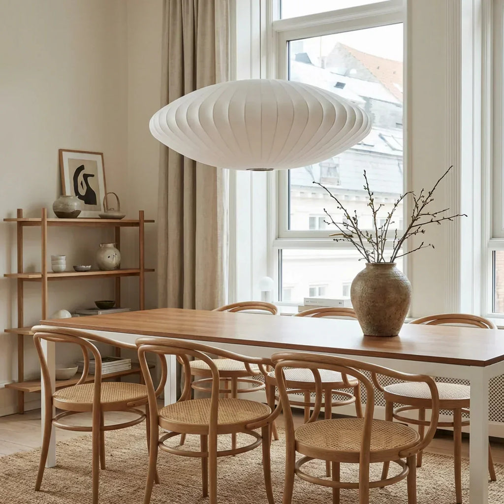 Silk Pendant Ceiling Light With Minimalist Shade For Warm Diffused Indoor Ambience