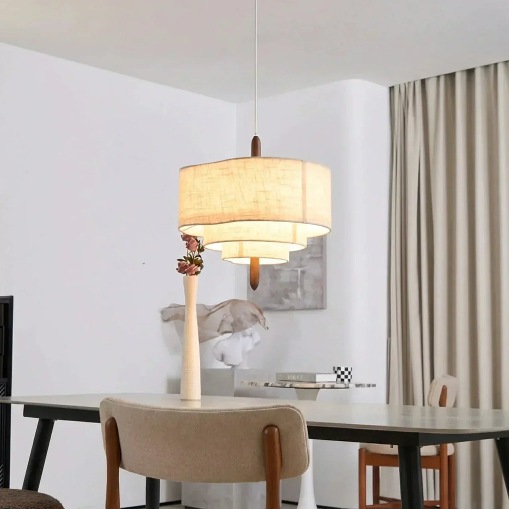 Layered Fabric Pendant Ceiling Lamp With Soft Diffused Shade For Cozy Indoor Ambience Warm Glow