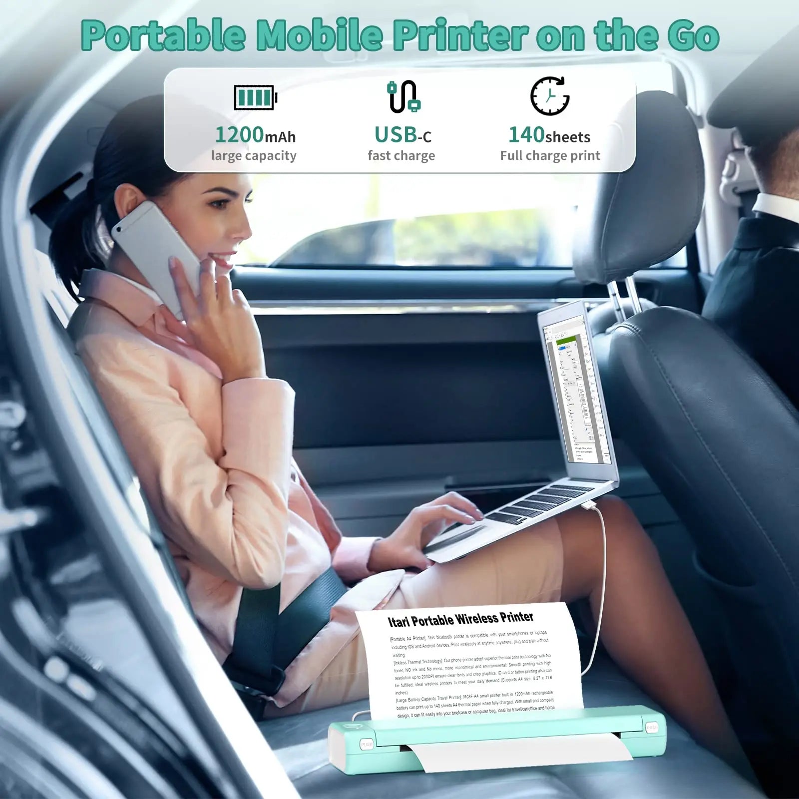 MK500 Inkless Thermal Printer With Bluetooth For Mobile Printing