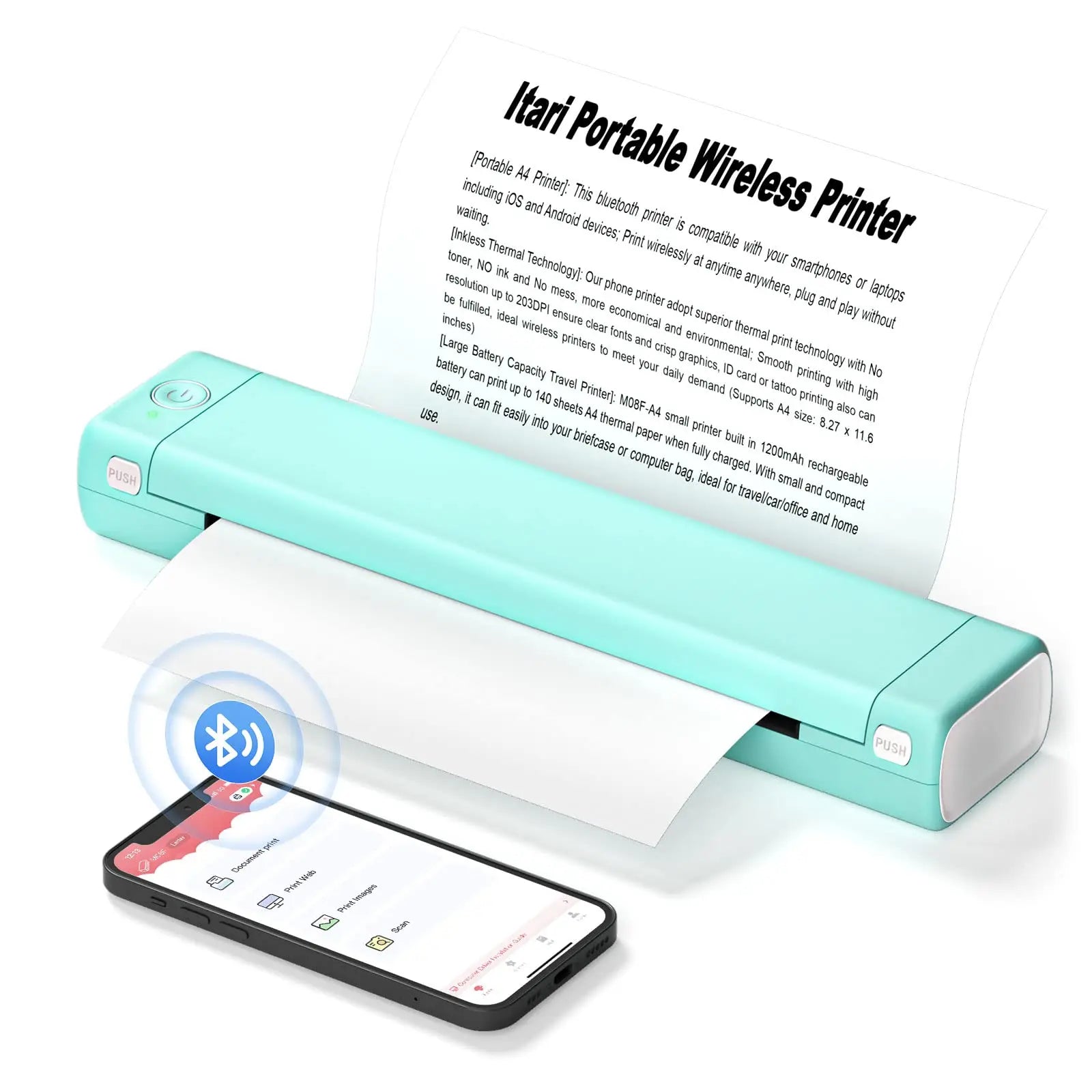MK500 Inkless Thermal Printer With Bluetooth For Mobile Printing