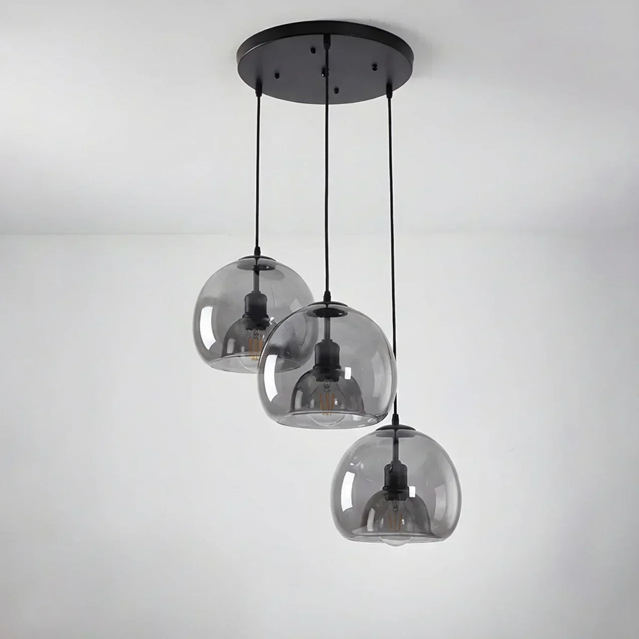Glass Pendant Light With Multiple Shades For Ceiling Mount Over Dining Tables And Islands Round Canopy Or Linear Canopy