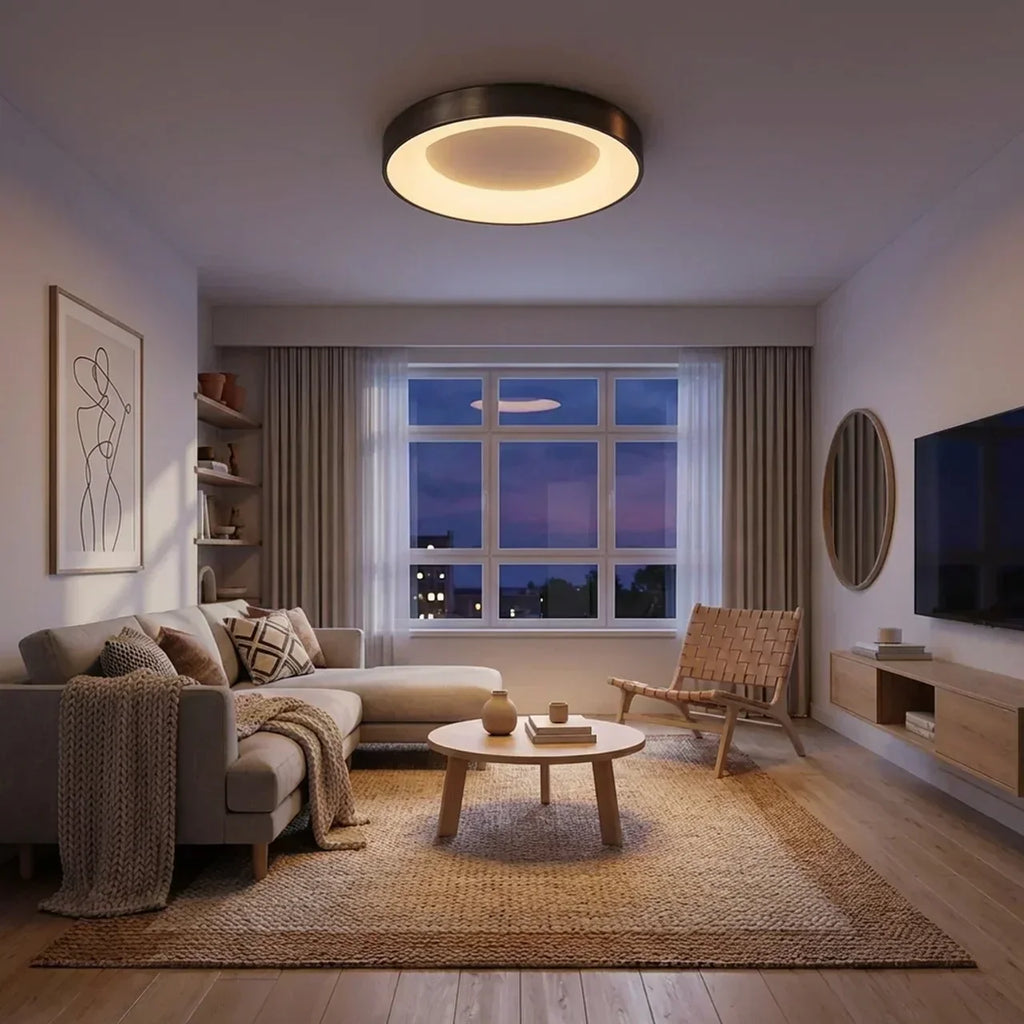 Circular Flush Mount Ceiling Light With Hollow Center And Integrated LED Diffuser