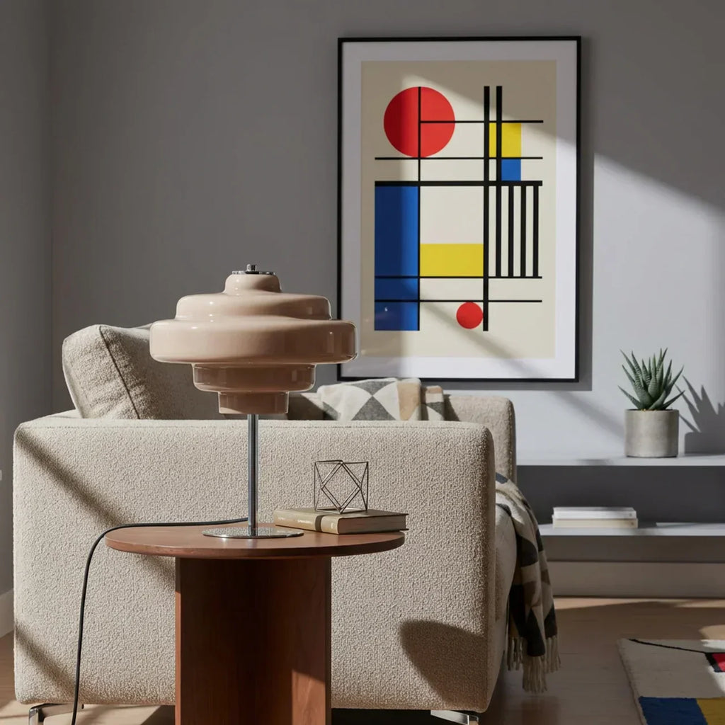 Bauhaus Style Lamp With Coloured Glass Accents For Modern Living Rooms And Hallways