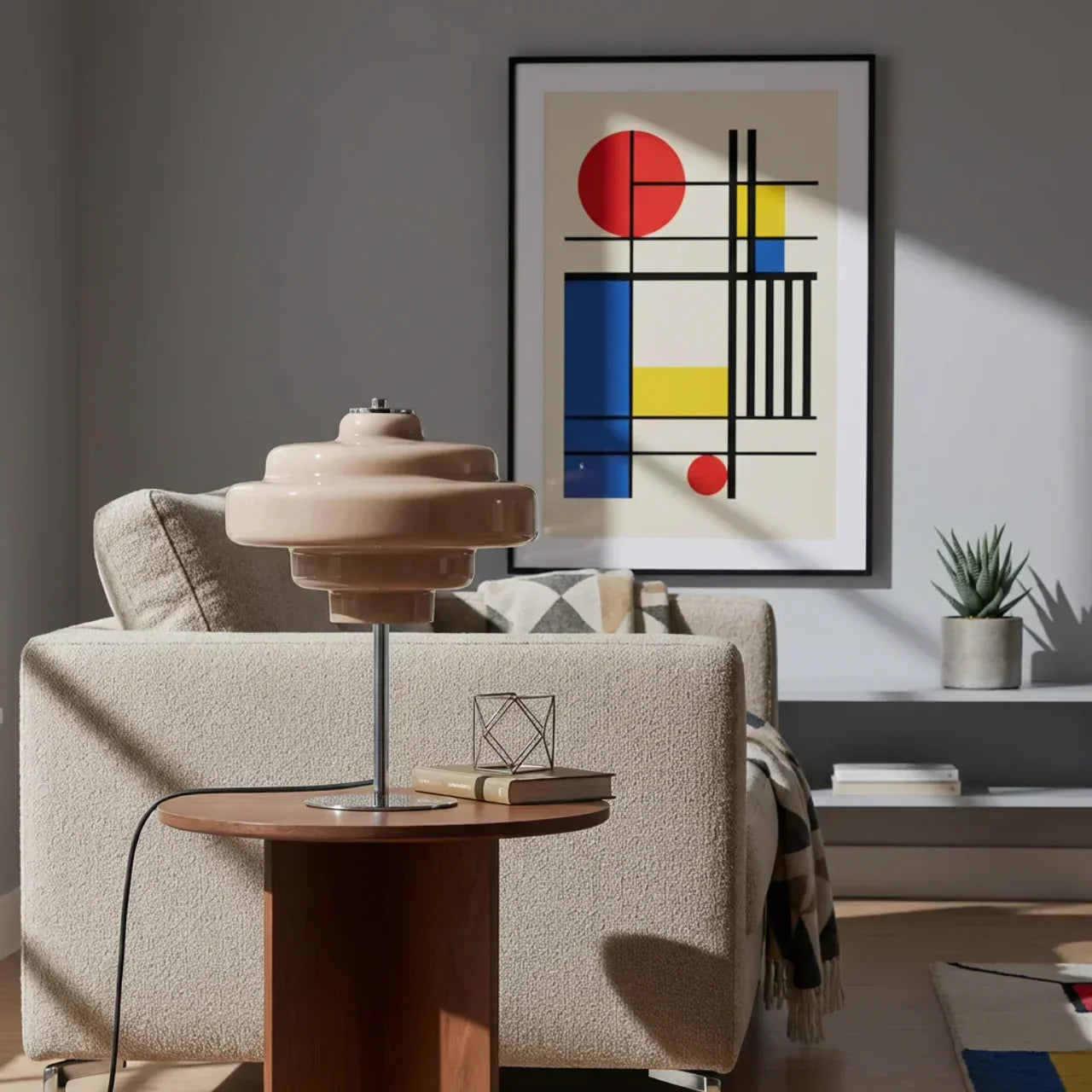 Bauhaus Style Lamp With Coloured Glass Accents For Modern Living Rooms And Hallways