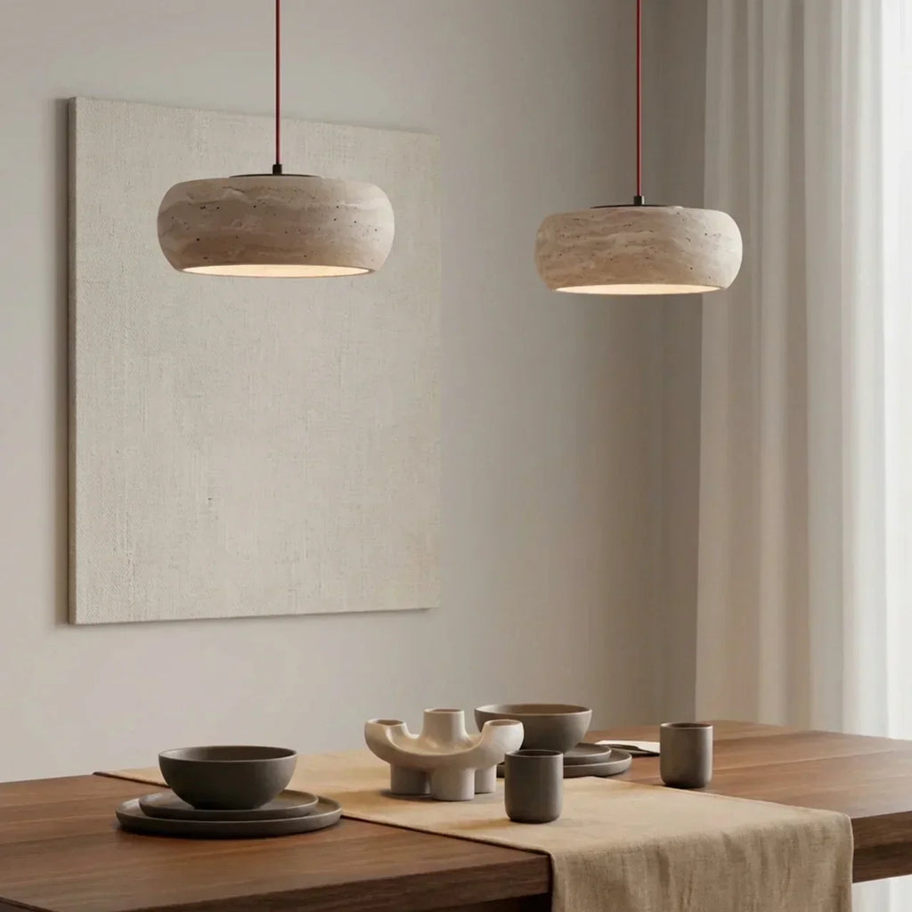 Pendant Light In Travertine With Integrated LED For Ceiling Mount Indoor Lighting