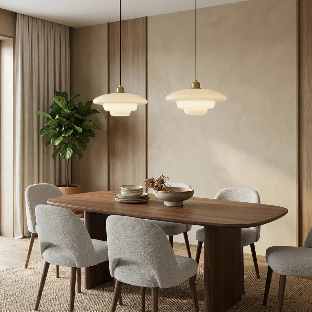Antique Style Glass Pendant Ceiling Light With Brass Finish Suspension For Interiors