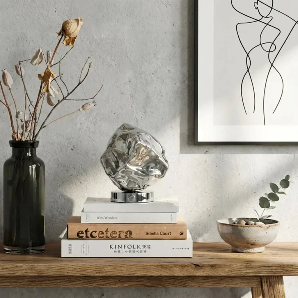 Molten Style Lava Glass Table Lamp With Sculptural Shade For Indoor Ambient Lighting And Contemporary Decor