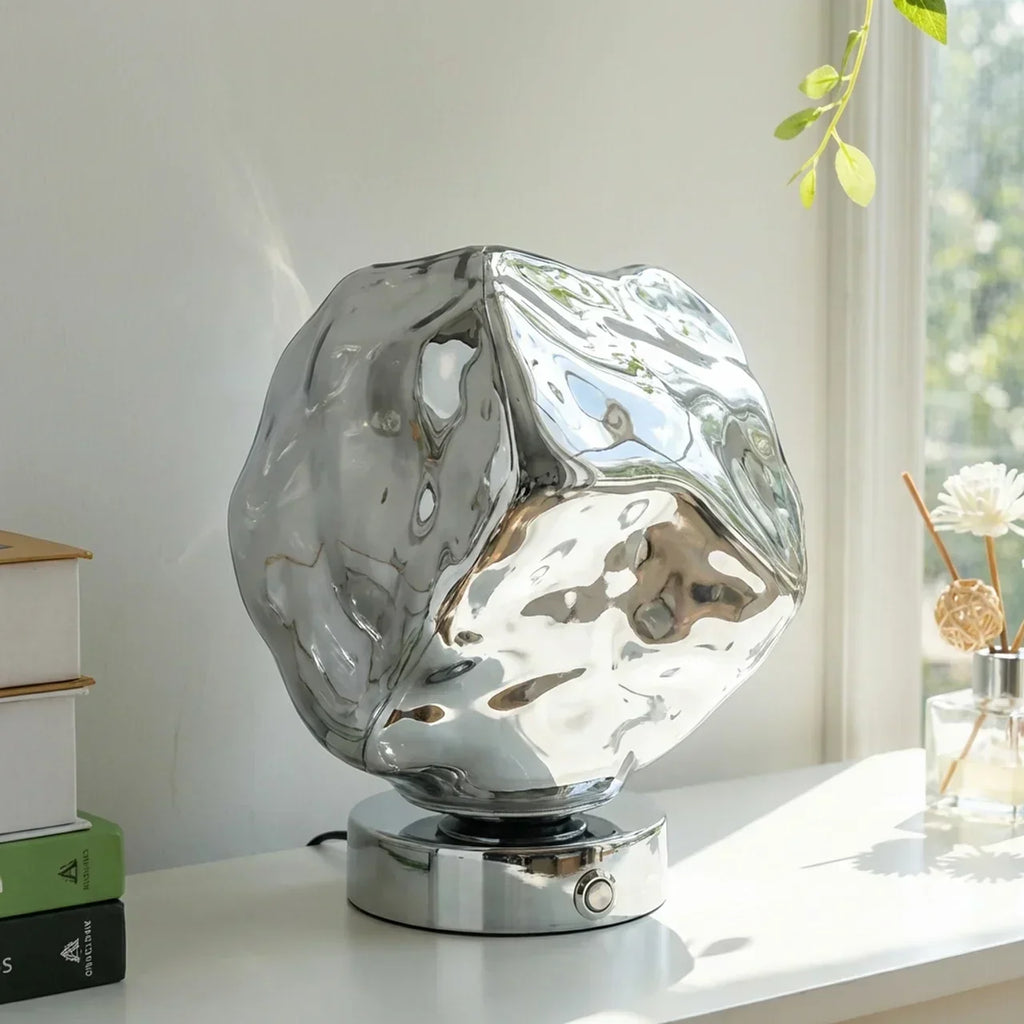 Molten Style Lava Glass Table Lamp With Sculptural Shade For Indoor Ambient Lighting And Contemporary Decor