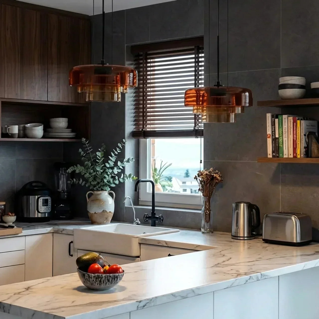 Bauhaus Style Glass Pendant Fixture With Layered Glass Elements For Modern Interiors