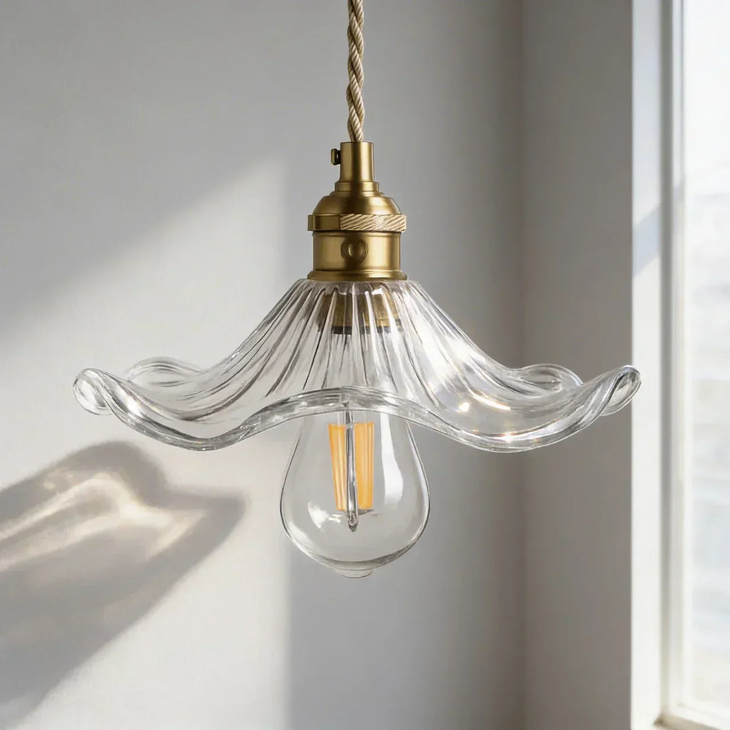 Art Deco Inspired Glass Fixture With Scalloped Edge Ceiling Or Pendant Light For Hallways And Living Areas