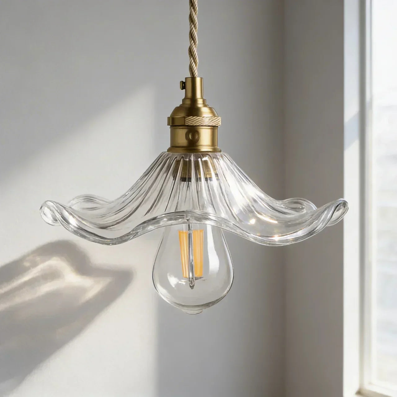 Art Deco Inspired Glass Fixture With Scalloped Edge Ceiling Or Pendant Light For Hallways And Living Areas