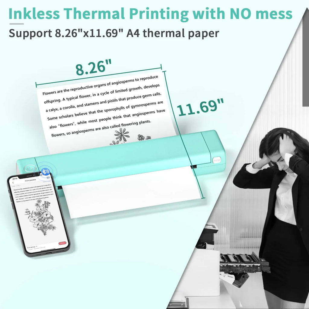 MK500 Inkless Thermal Printer With Bluetooth For Mobile Printing