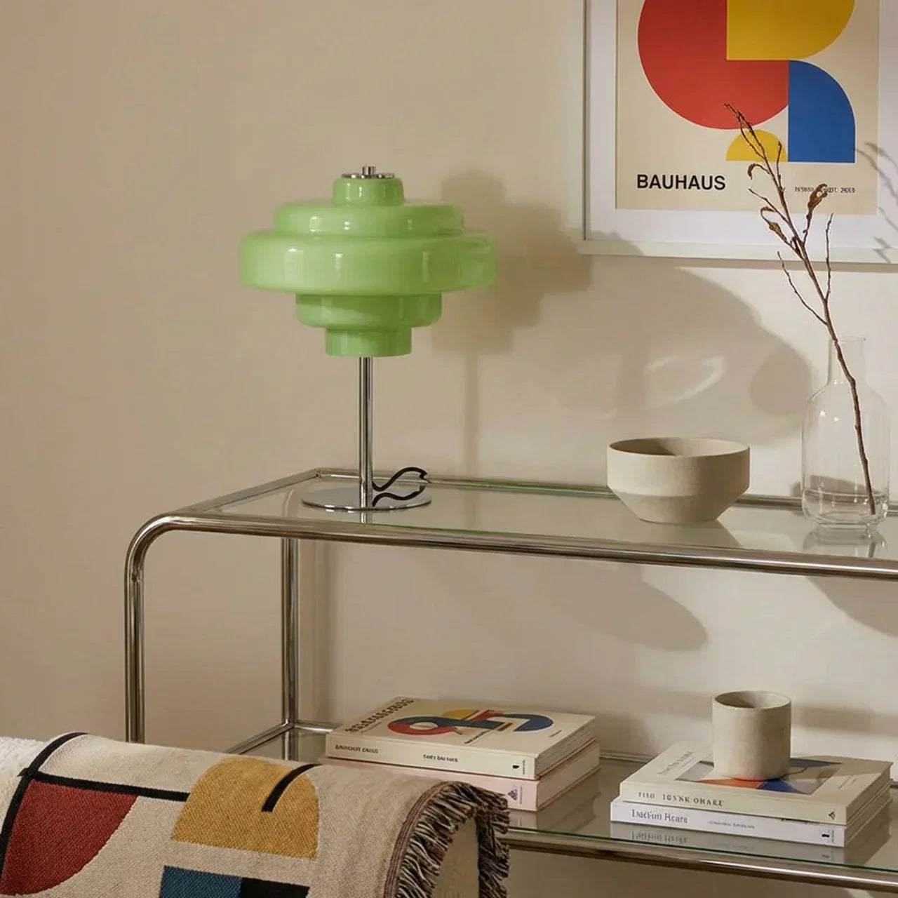 Bauhaus Style Lamp With Coloured Glass Accents For Modern Living Rooms And Hallways