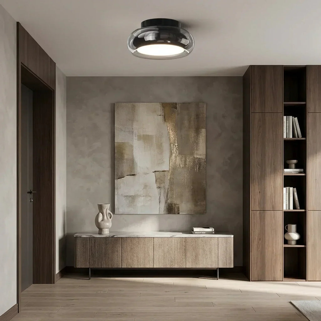 Low Profile Glass And Flush Mount Ceiling Light Fixture For Hallways And Bedrooms Soft Lighting