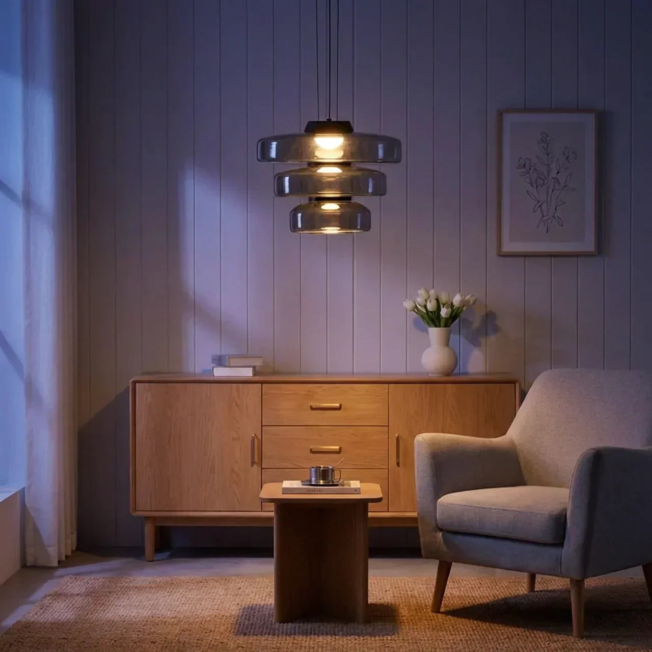 Bauhaus Style Tiered Glass Pendant Light With Integrated Led For Modern Interiors