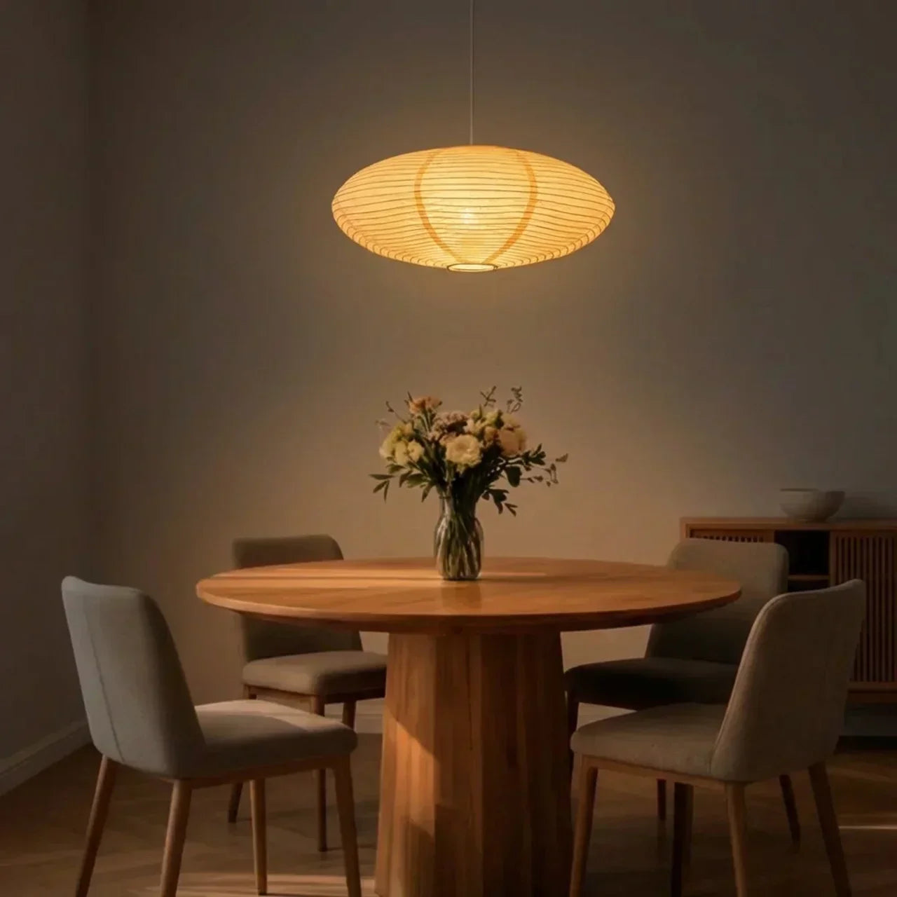 Rice Paper Pendant Light With Oval Shade For Indoor Ceiling Installations Ideal For Living Rooms And Hallways