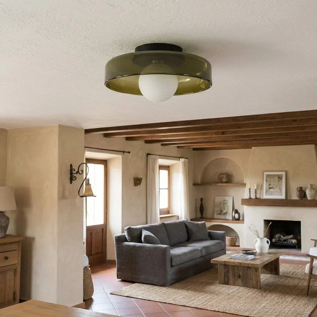 Bauhaus Glass Wall And Ceiling Light For Soft Ambient Illumination And Dual Mounting