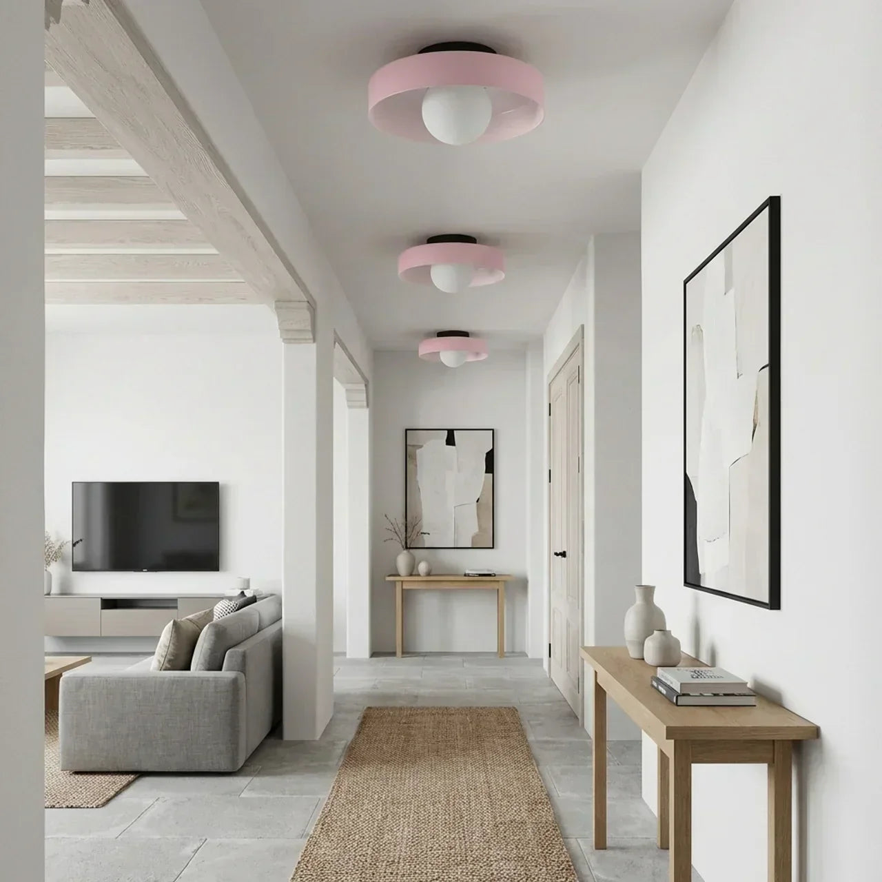 Bauhaus Glass Wall And Ceiling Light For Soft Ambient Illumination And Dual Mounting