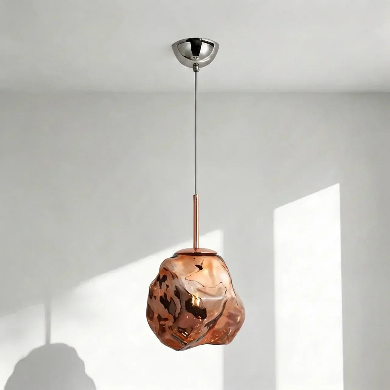 Molten Glass Hanging Light With Sculptural Shade For Modern Interiors And Warm Ambience
