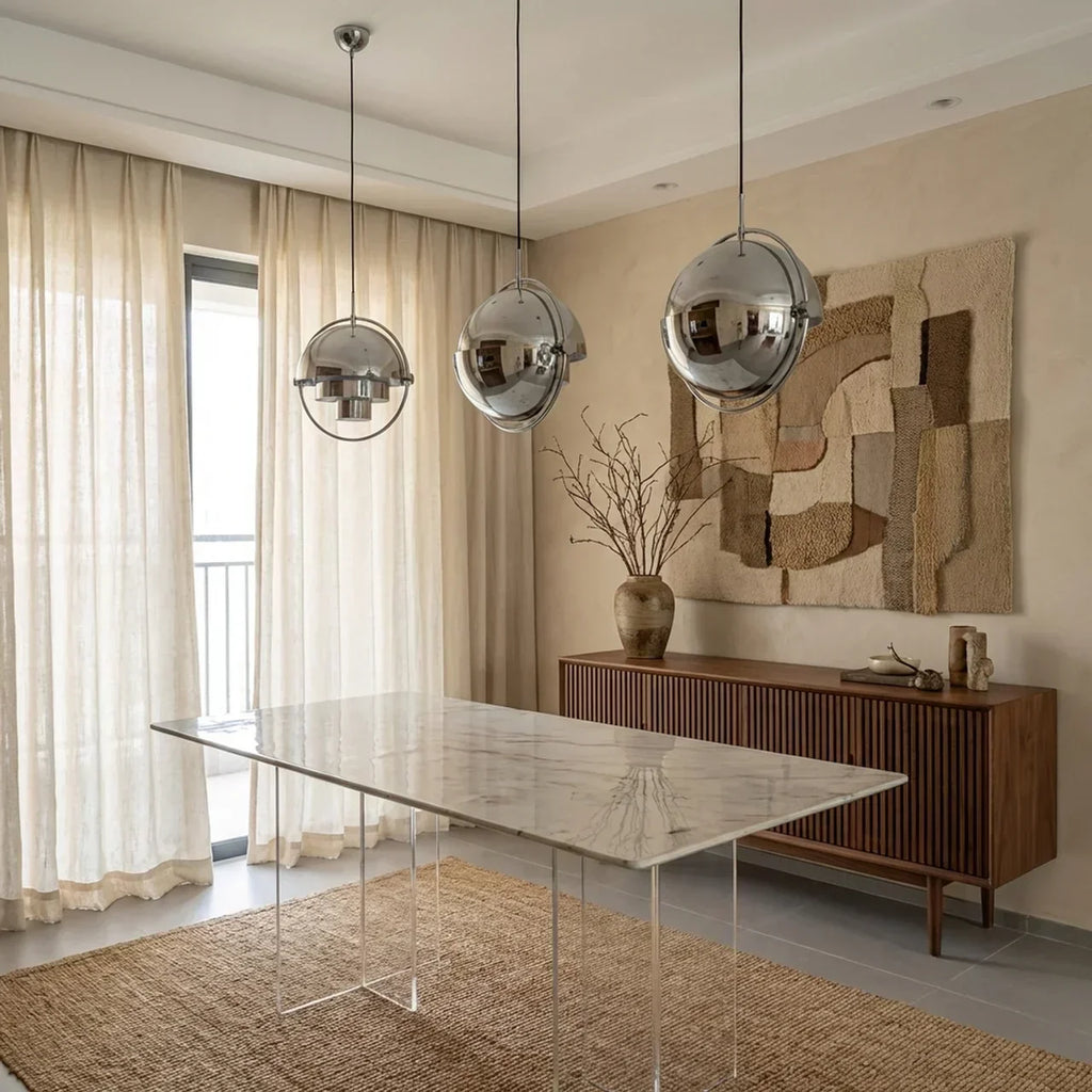 Scandinavian Style Adjustable Pendant Light With Directional Shade For Living Spaces