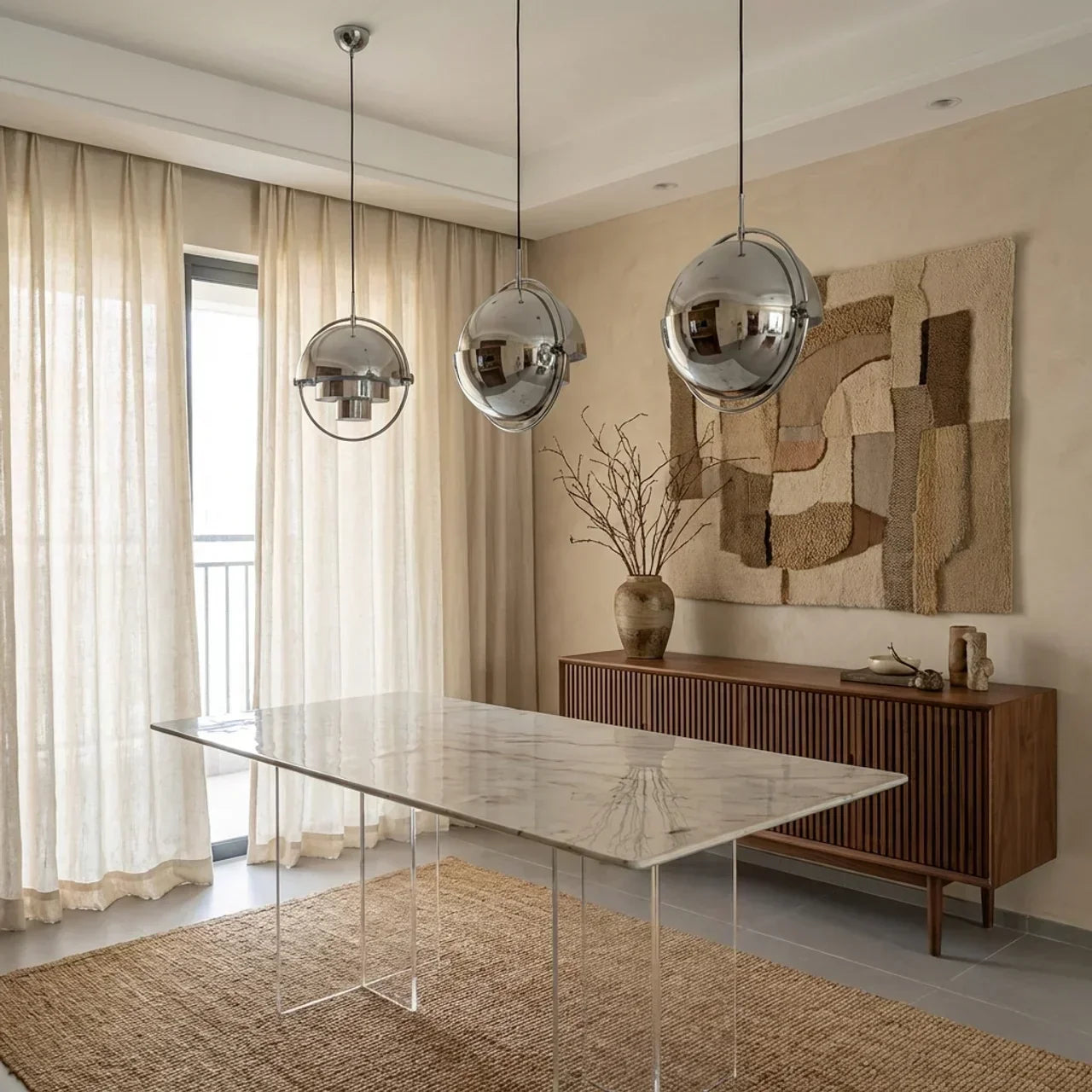 Scandinavian Style Adjustable Pendant Light With Directional Shade For Living Spaces