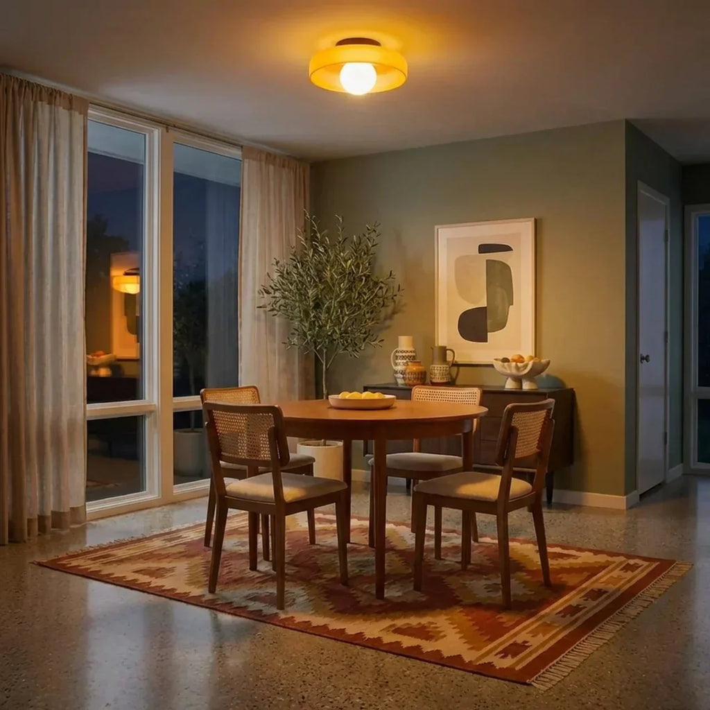 Bauhaus Glass Wall And Ceiling Light For Soft Ambient Illumination And Dual Mounting