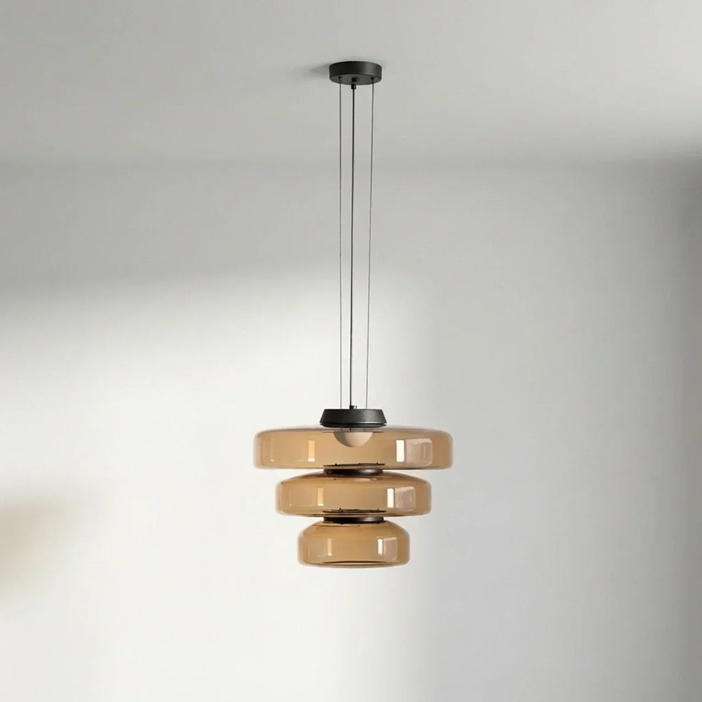 Bauhaus Style Tiered Glass Pendant Light With Integrated Led For Modern Interiors