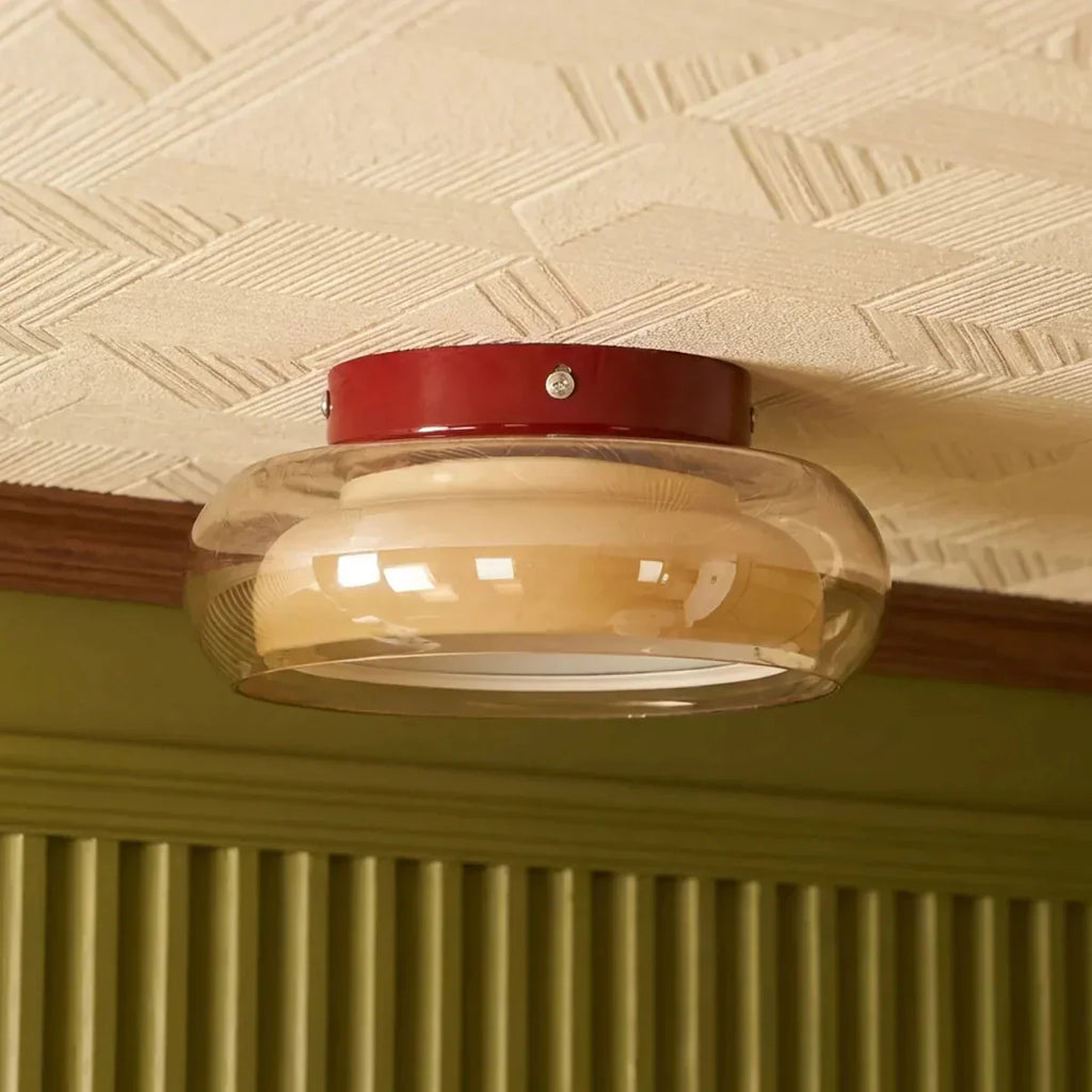 Low Profile Glass And Flush Mount Ceiling Light Fixture For Hallways And Bedrooms Soft Lighting