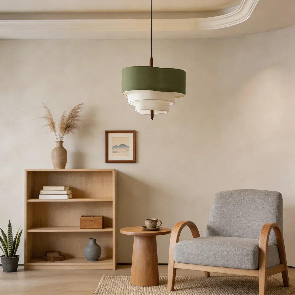 Layered Fabric Pendant Ceiling Lamp With Soft Diffused Shade For Cozy Indoor Ambience Warm Glow