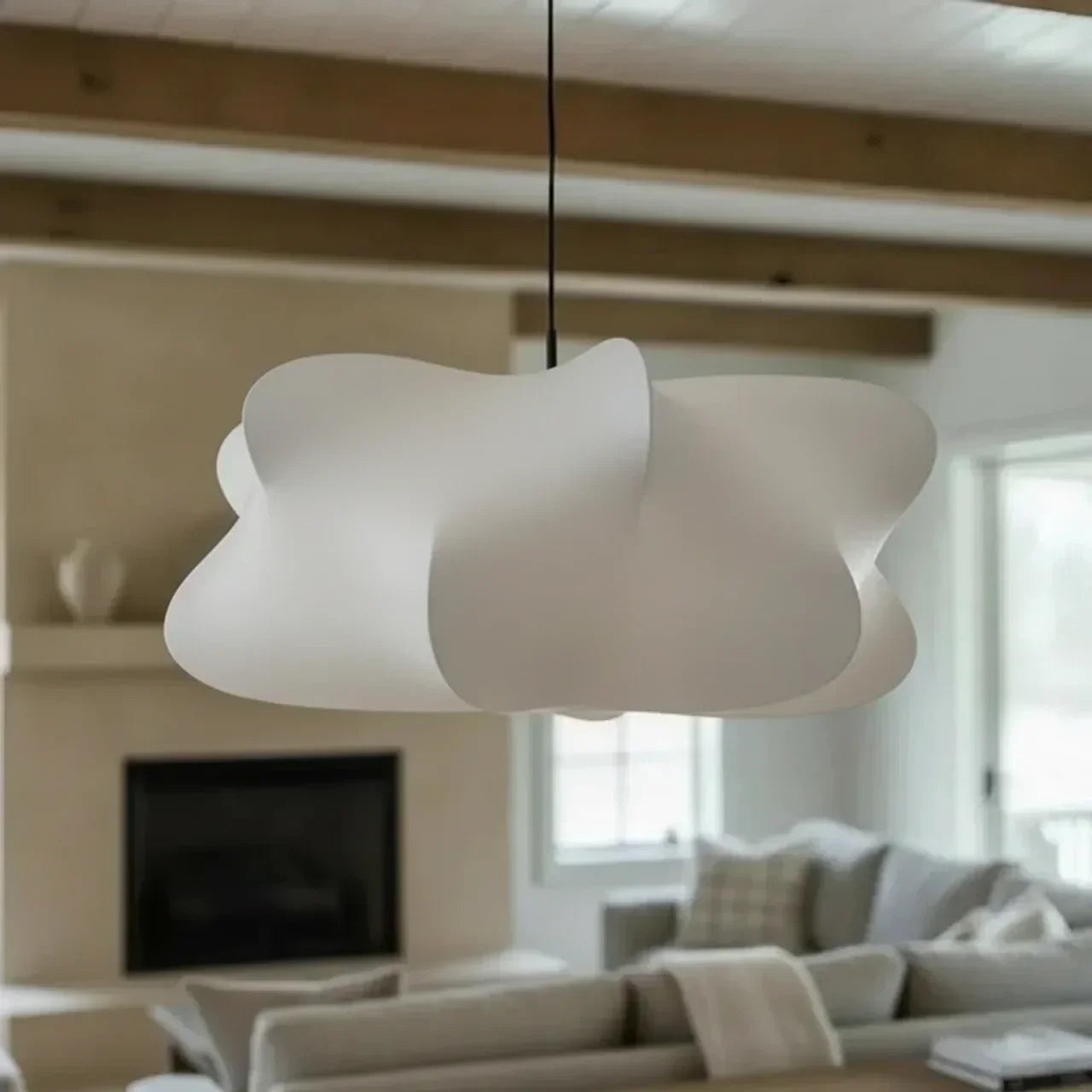 Mulberry Silk Ceiling Pendant Lamp With Sculptural Shade For Warm Indoor Ambience