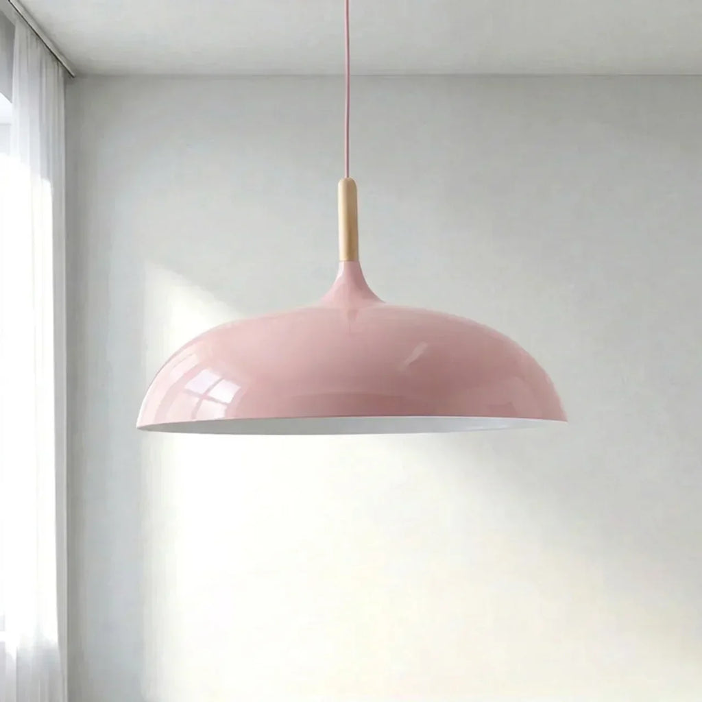 Geometric Sculptural Pendant Light With Metal Shade And Wood Accent For Modern Interiors