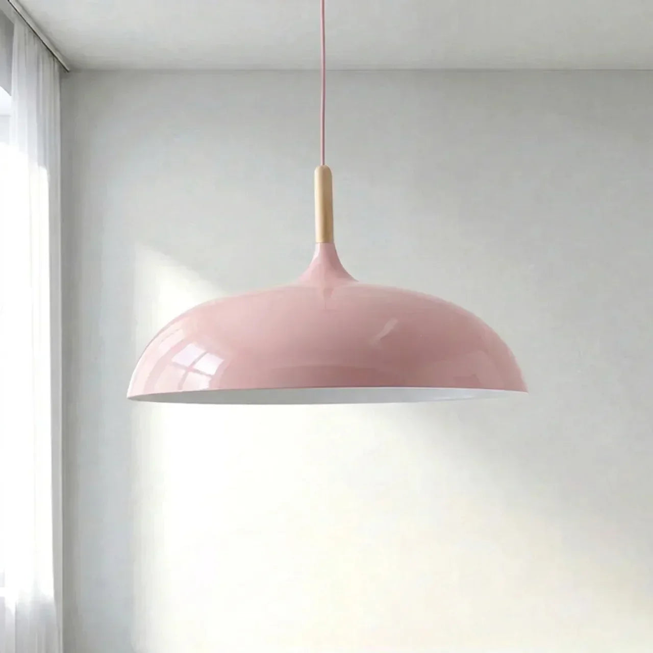 Geometric Sculptural Pendant Light With Metal Shade And Wood Accent For Modern Interiors