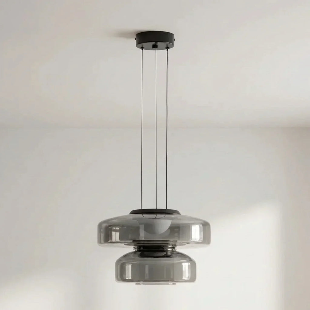 Bauhaus Style Tiered Glass Pendant Light With Integrated Led For Modern Interiors