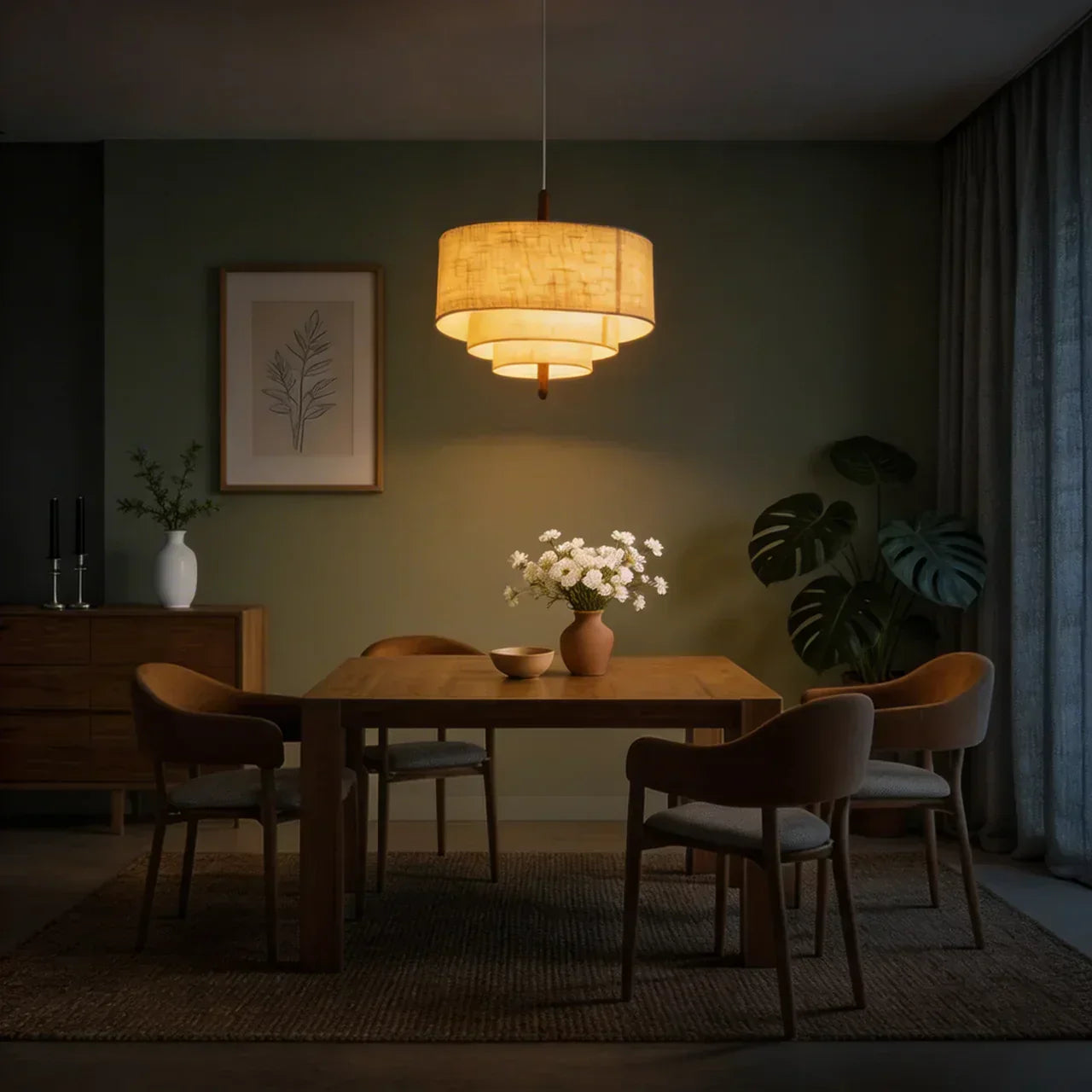 Layered Fabric Pendant Ceiling Lamp With Soft Diffused Shade For Cozy Indoor Ambience Warm Glow