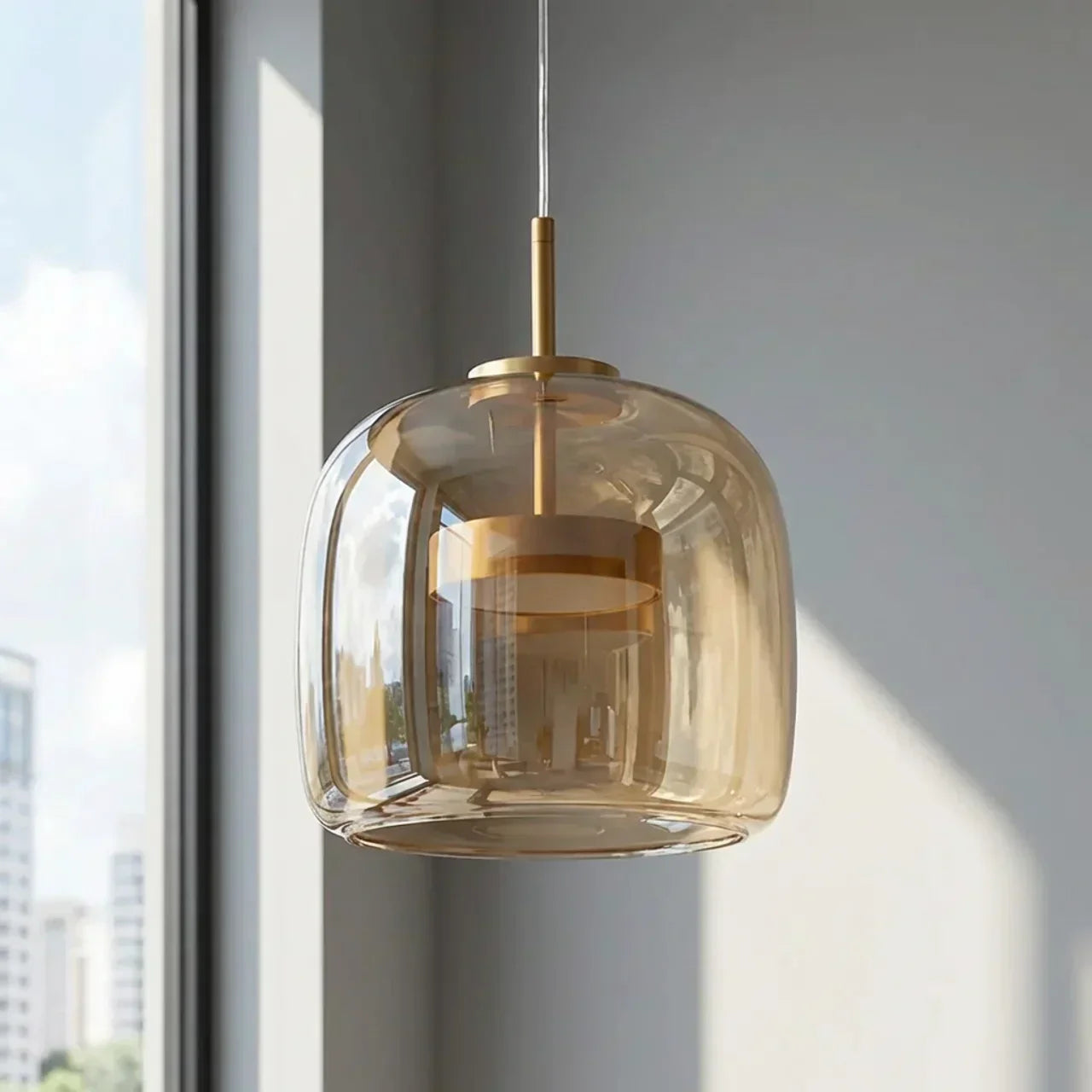 Modern Pendant Light With Smoked Glass Shade And Integrated LED For Ceiling Mount In Modern Homes And Offices