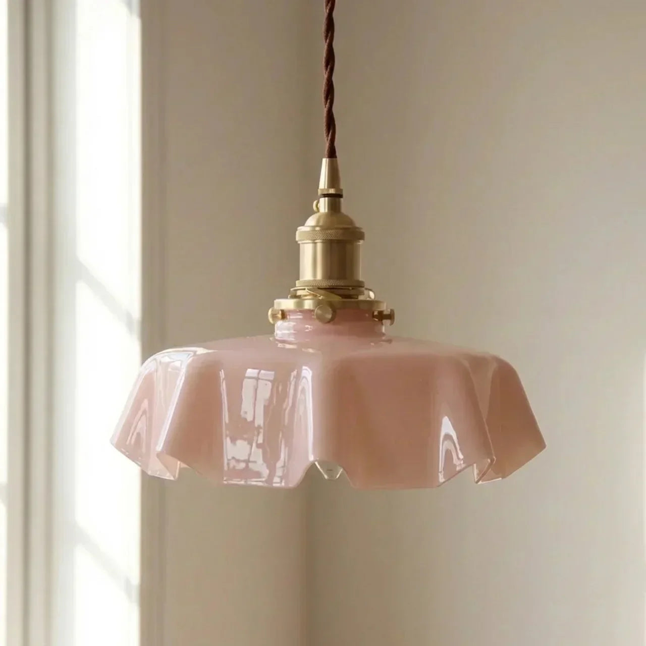 Art Deco Glass Pendant Light With Draped Glass Shade For Elegant Hallway And Living Room Decor