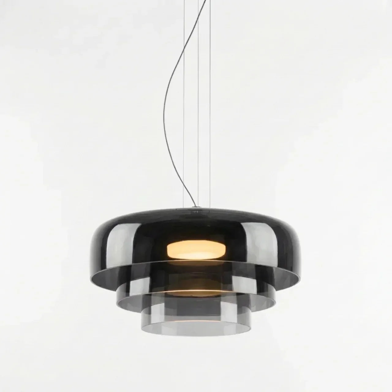 Bauhaus Style Glass Pendant Fixture With Layered Glass Elements For Modern Interiors