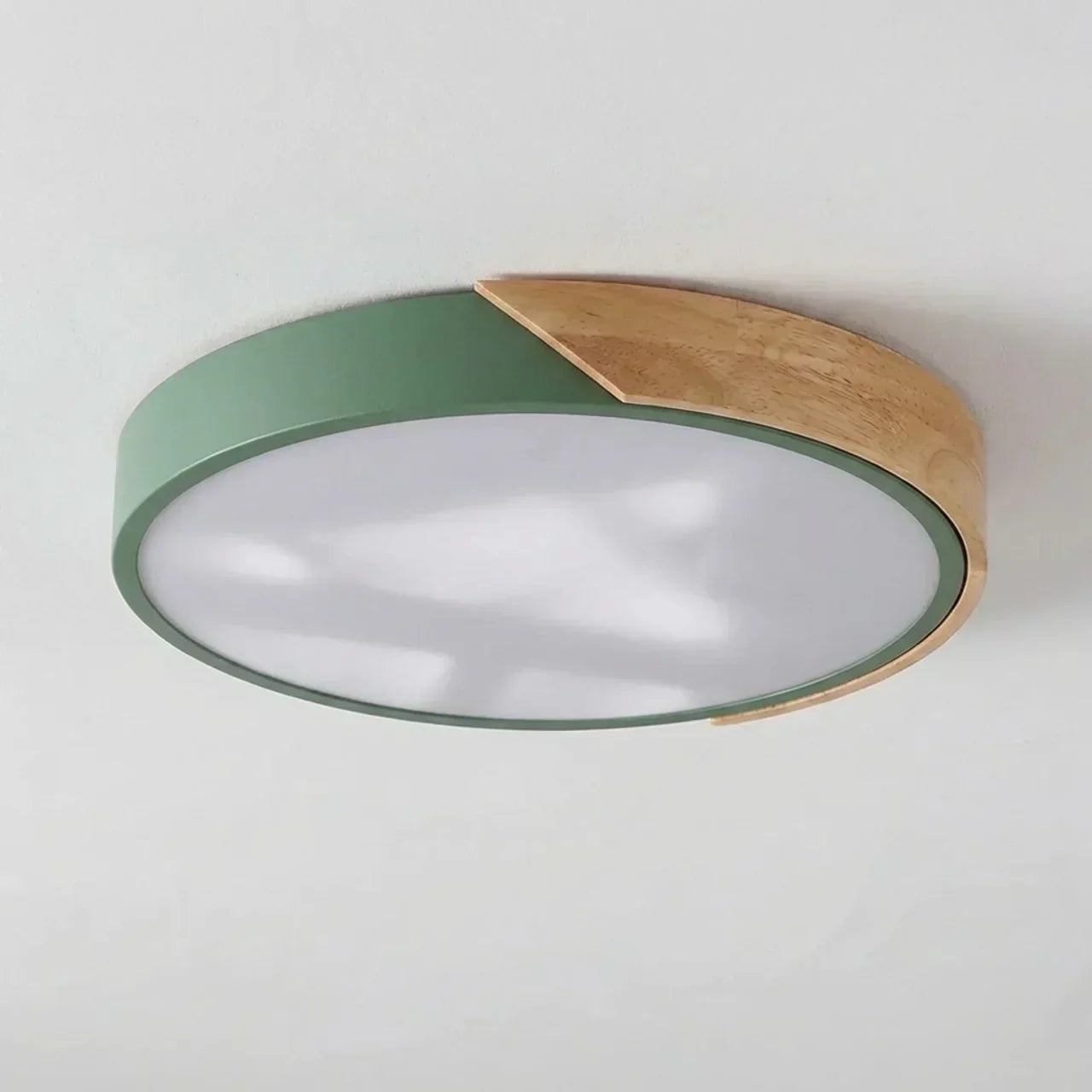 Round Wood Ceiling Light With LED Design And Flush Mount Style For Modern Indoor Living