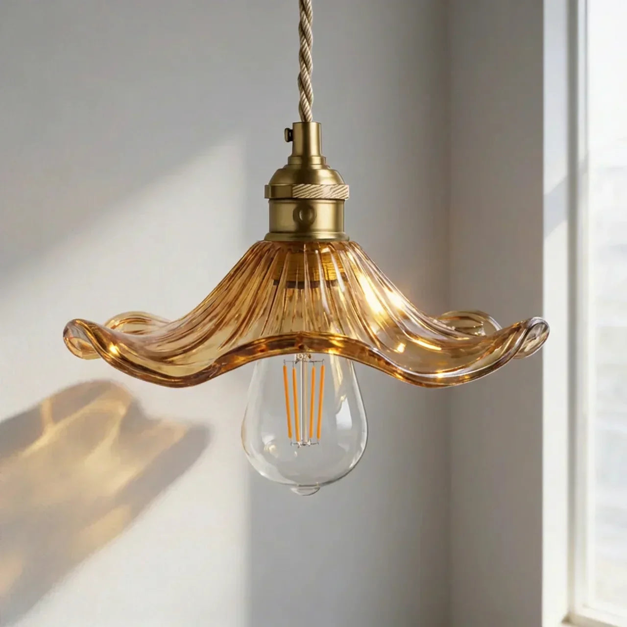 Art Deco Inspired Glass Fixture With Scalloped Edge Ceiling Or Pendant Light For Hallways And Living Areas