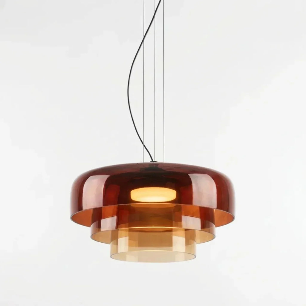 Bauhaus Style Glass Pendant Fixture With Layered Glass Elements For Modern Interiors