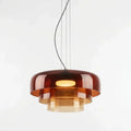 Bauhaus Style Glass Pendant Fixture With Layered Glass Elements For Modern Interiors