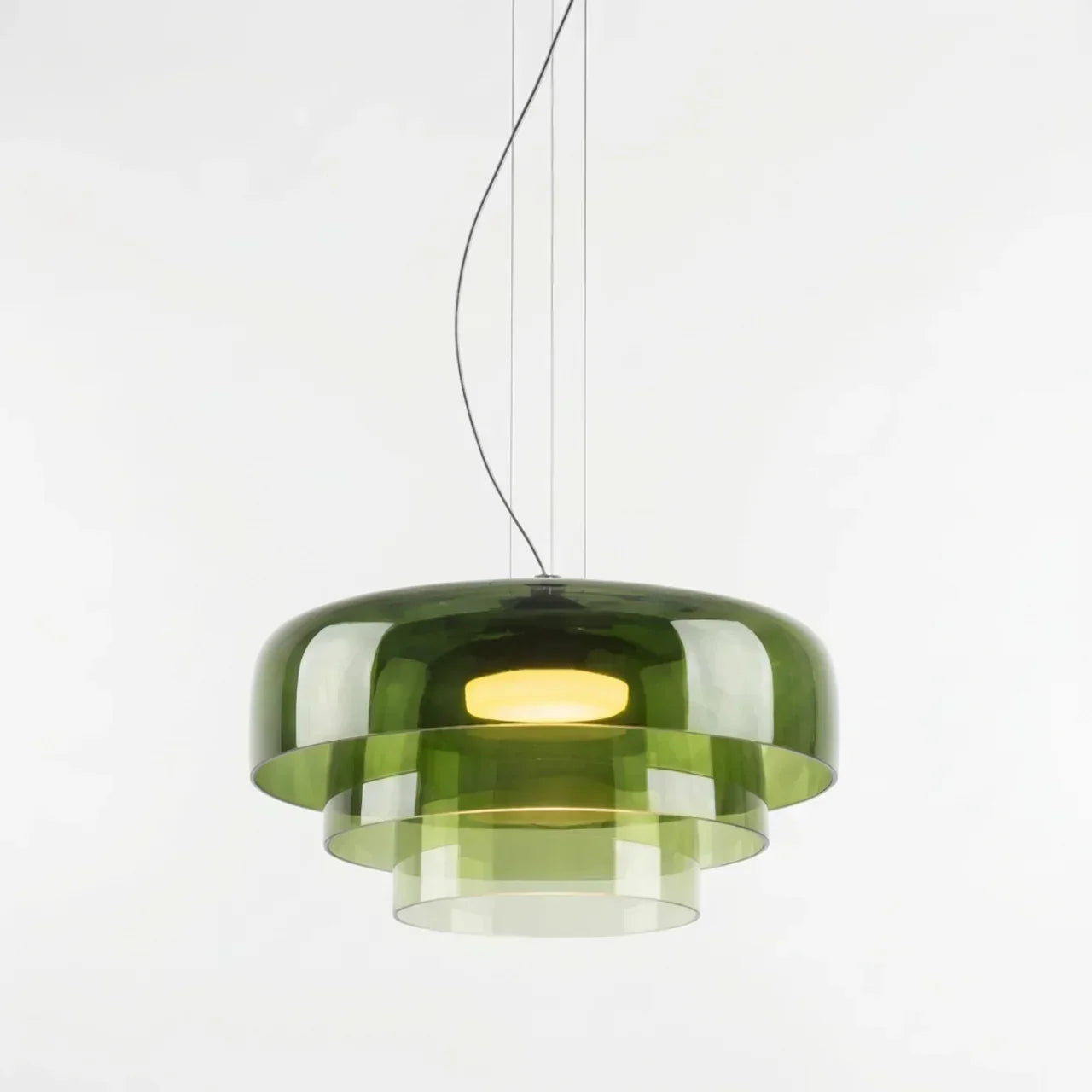 Bauhaus Style Glass Pendant Fixture With Layered Glass Elements For Modern Interiors