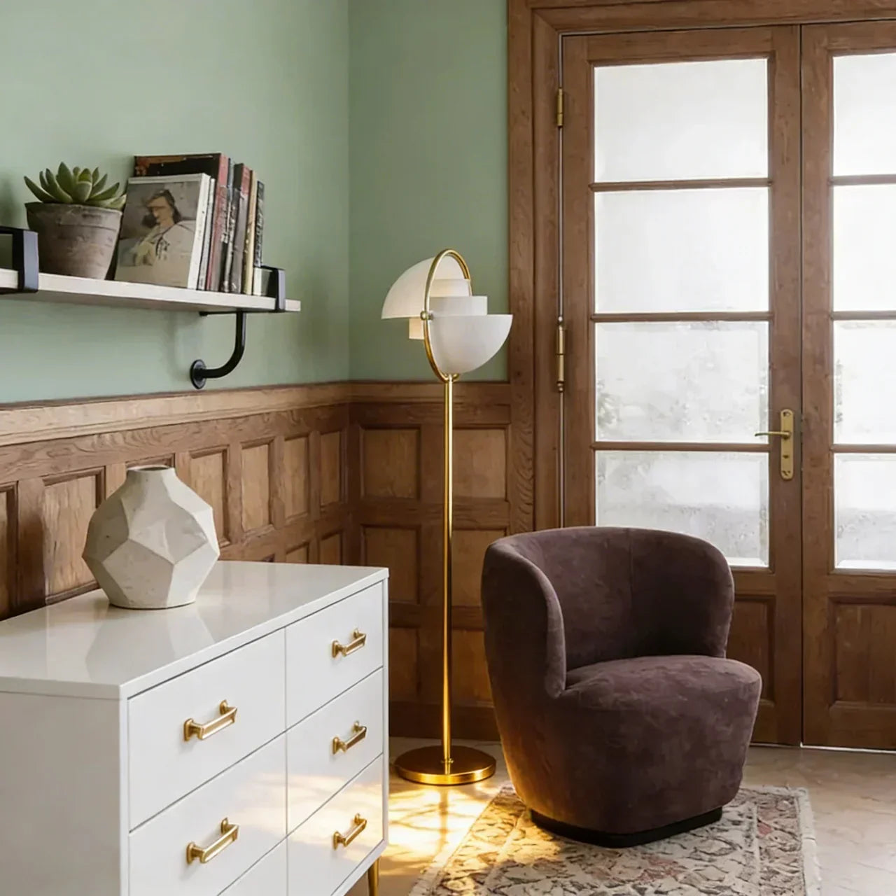 Directional Floor Lamp With Adjustable Shade In Danish Modern Style For Residential Interiors
