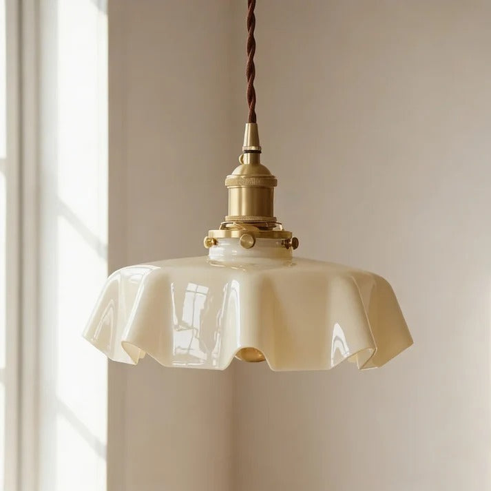 Art Deco Glass Pendant Light With Draped Glass Shade For Elegant Hallway And Living Room Decor