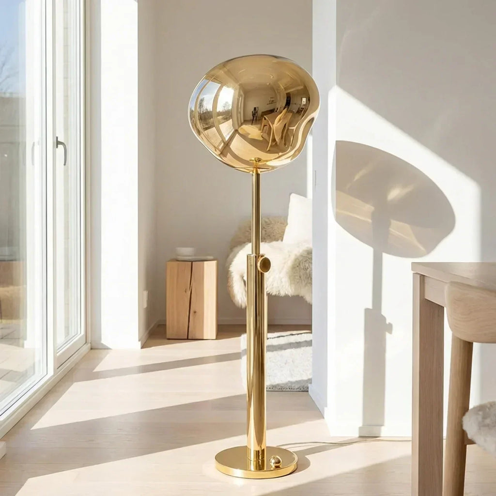 Sculptural Floor Lamp With Melted Acrylic Shade For Ambient Lighting In Modern Interiors And Living Rooms