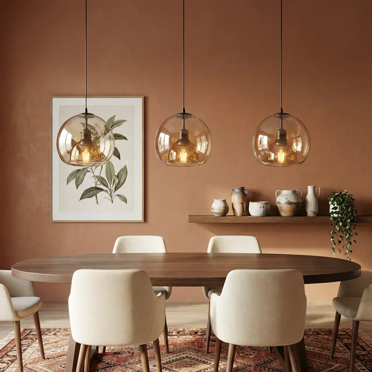 Smoked Glass Pendant Light With Dome Shade And Metal Fittings For Kitchens And Living Areas