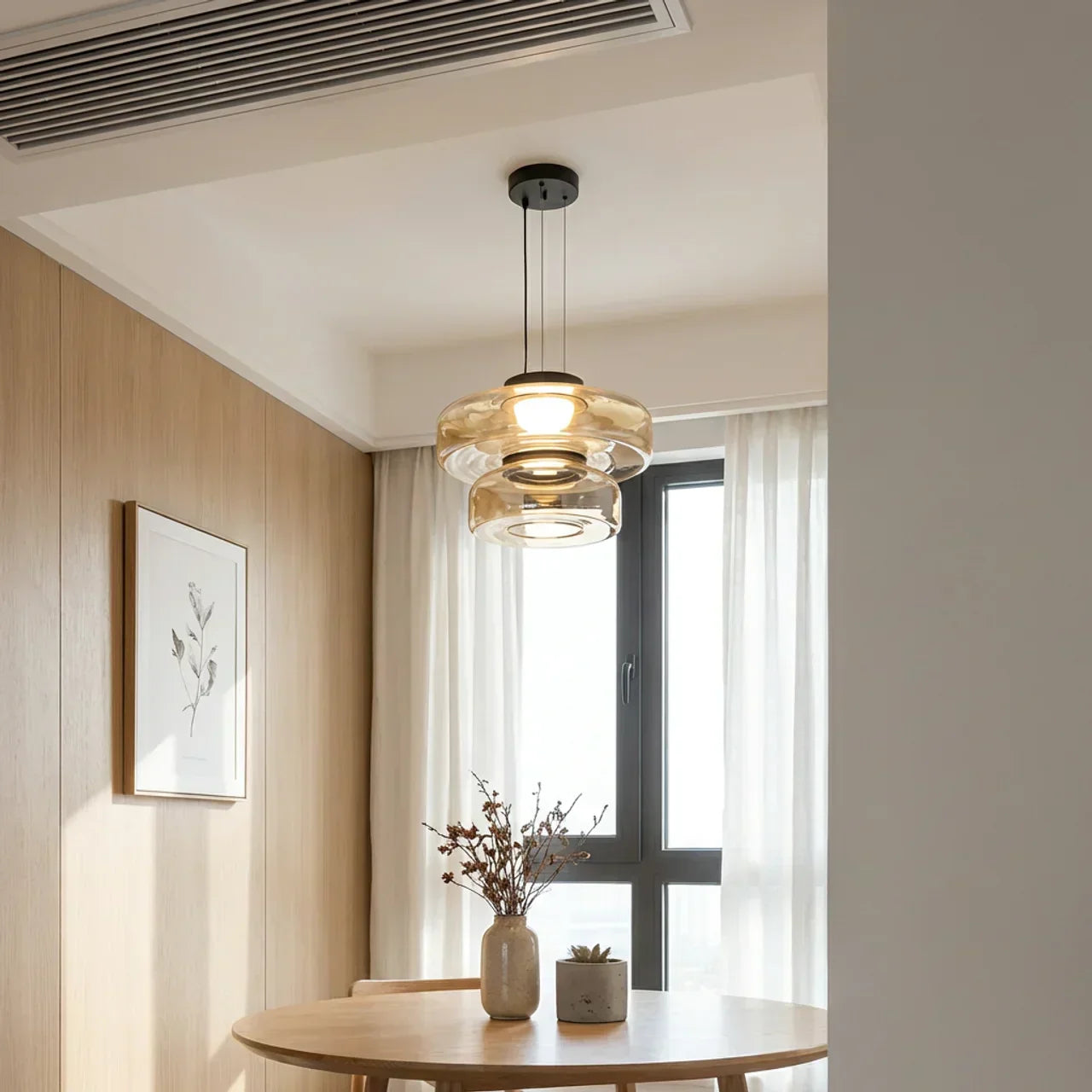 Bauhaus Style Tiered Glass Pendant Light With Integrated Led For Modern Interiors