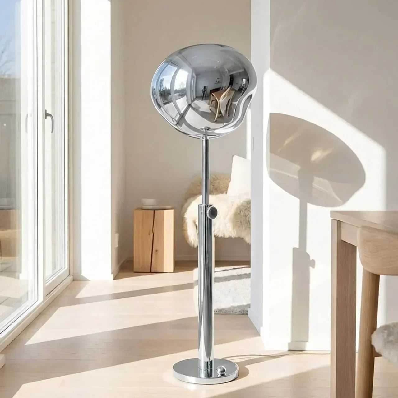 Sculptural Floor Lamp With Melted Acrylic Shade For Ambient Lighting In Modern Interiors And Living Rooms